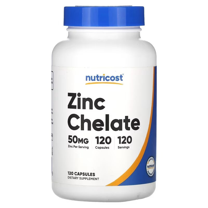 Nutricost Zinc Chelate 50mg – 120 Capsules | High-Absorption Zinc Supplement