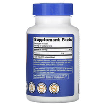 Melatonin supplement bottle back label with Supplement Facts and blue cap