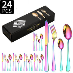 24-Piece 1010 Stainless Steel Cutlery Set – Steak Knives, Forks & Spoons Gift Set