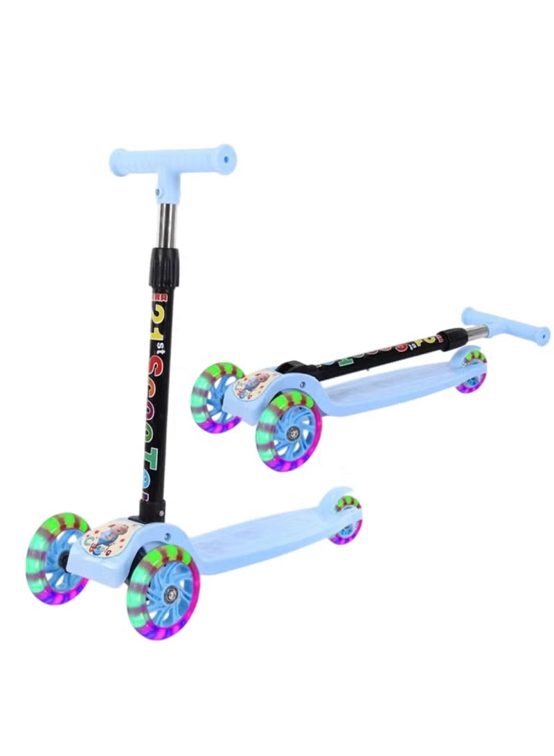 Foldable 3-Wheel Kids Scooter with Blue Flash Wheels