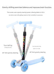 Foldable 3-Wheel Kids Scooter with Blue Flash Wheels
