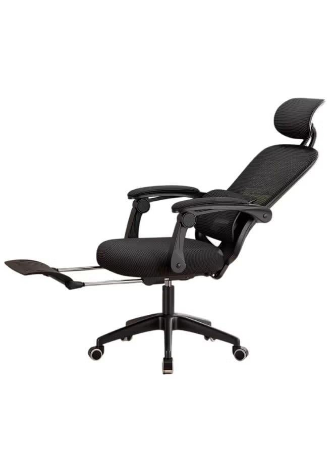 Ergonomic Mesh Office Chair with Footrest & Adjustable Lumbar Support – Black Mesh Black Frame