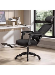 Ergonomic Mesh Office Chair with Footrest & Adjustable Lumbar Support – Black Mesh Black Frame