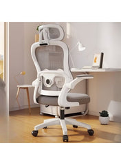 Ergonomic Mesh Office Chair with Headrest & Adjustable Lumbar Support – Gray & White