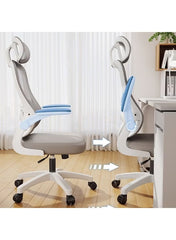 Ergonomic Mesh Office Chair with Headrest & Adjustable Lumbar Support – Gray & White