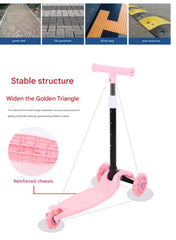 Foldable 3-Wheel Kids Scooter with Pink Flashing Wheels