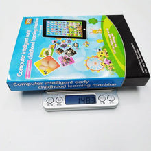 Kids learning tablet box with printed tablet screens and learning illustrations