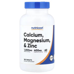 Nutricost Calcium, Magnesium & Zinc, 180 Tablets – Essential Mineral Supplement