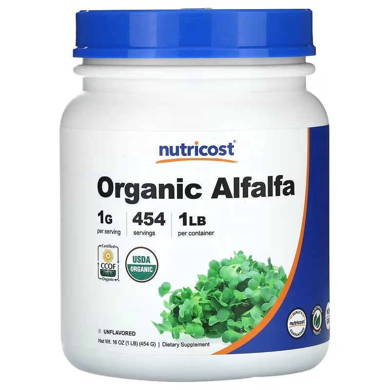 Nutricost Organic Alfalfa Powder, Unflavoured, 16 oz (454 g) – USDA Organic Green Superfood Powder