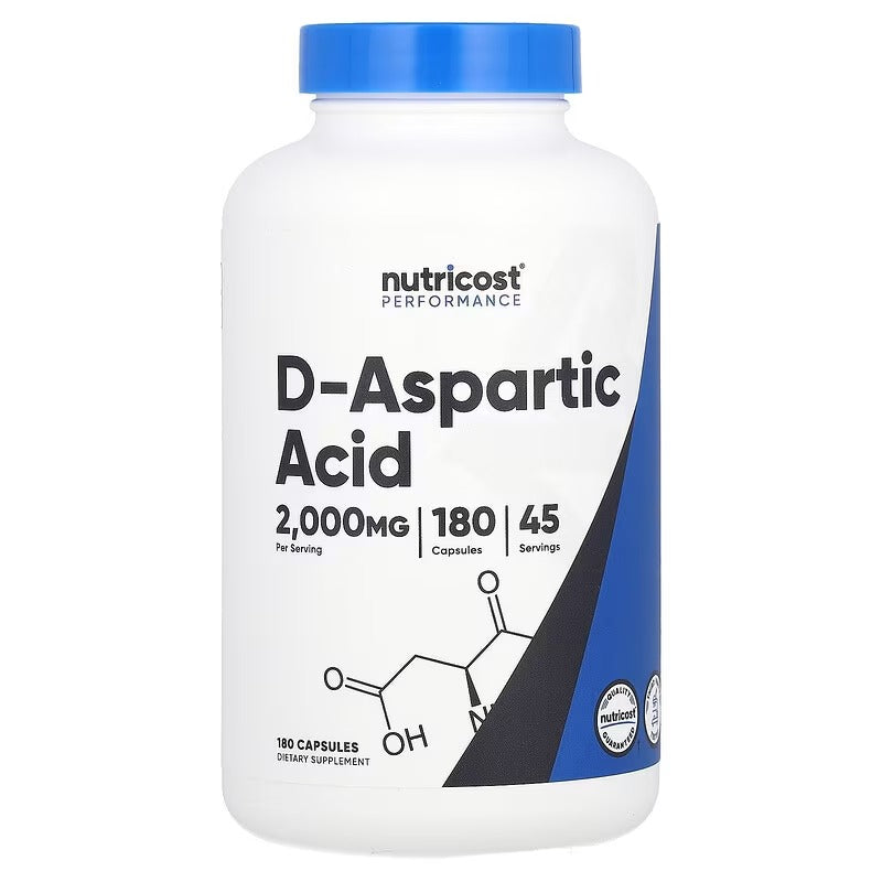 Nutricost Performance D-Aspartic Acid, 500 mg, 180 Capsules – Amino Acid Supplement