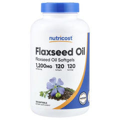 Nutricost Flaxseed Oil, 1,200 mg, 120 Softgels – Dietary Supplement