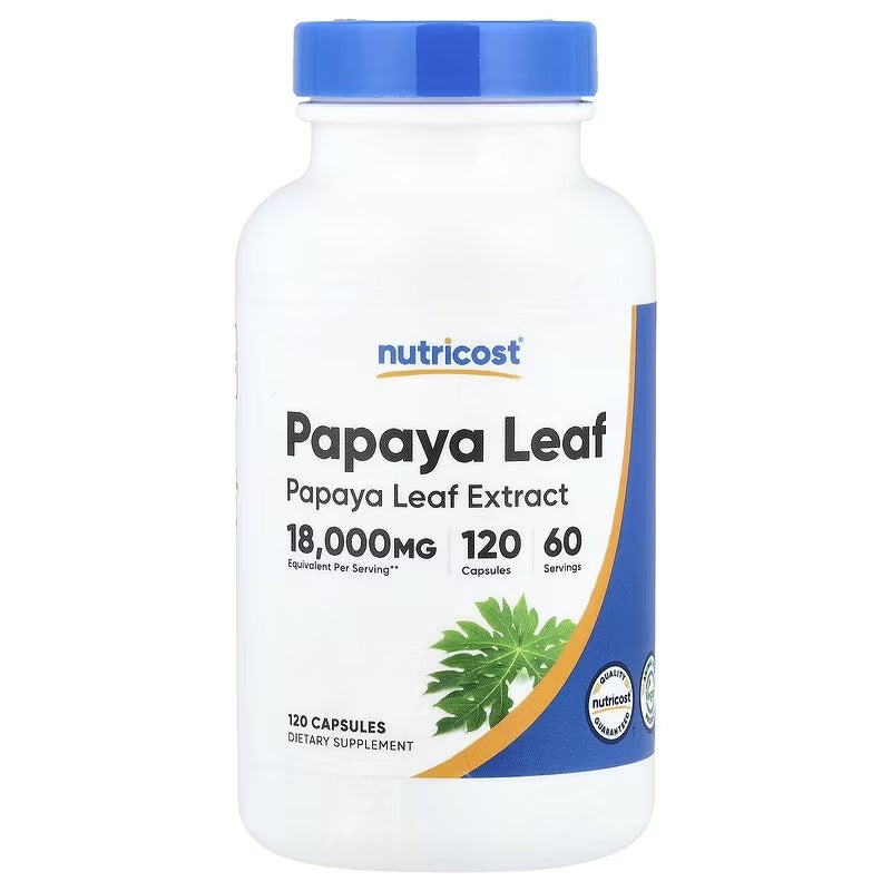 Nutricost Papaya Leaf, 600 mg, 120 Capsules – Herbal Dietary Supplement