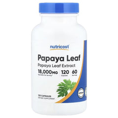 Nutricost Papaya Leaf, 600 mg, 120 Capsules – Herbal Dietary Supplement