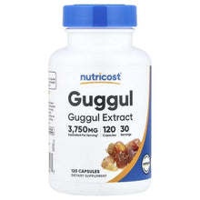 Nutricost Guggul Extract supplement bottle, front label with 120 capsules
