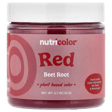 Beet root powder jar labeled Red, net wt 2.7 oz (75 g)