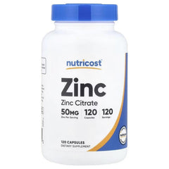 Nutricost Zinc, 50 mg, 120 Capsules – Zinc Dietary Supplement