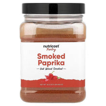 Smoked paprika spice jar labeled Pantry, Oak Wood Smoked, dark reddish-brown powder