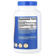 Dietary supplement bottle with blue cap and Supplement Facts label panel