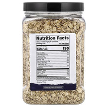Nutricost organic rolled oats jar with Nutrition Facts label and rolled oats