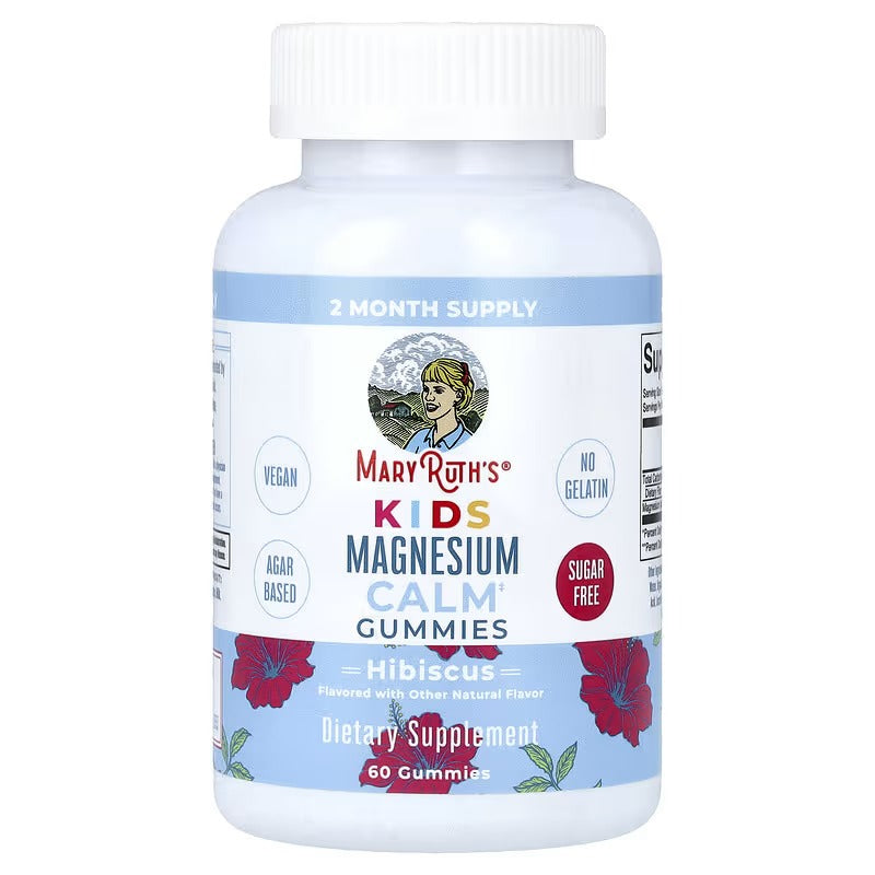 MaryRuth's Kids Magnesium Calm Gummies, Hibiscus, 50 mg, 60 Gummies