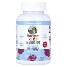 Kids magnesium gummies bottle front label with hibiscus flavor, vegan and sugar-free details