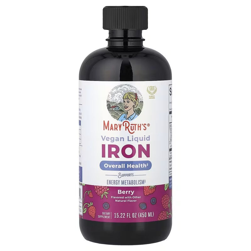 MaryRuth's, Vegan Liquid Iron, For Ages 4+, Berry, 6 mg, 15.22 fl oz (450 ml)
