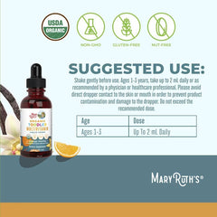 MaryRuth's, Organic Toddler Multivitamin Liquid Drops With Iron, 1-3 Years, Orange Vanilla, 2 fl oz (60 ml)
