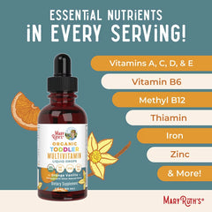 MaryRuth's, Organic Toddler Multivitamin Liquid Drops With Iron, 1-3 Years, Orange Vanilla, 2 fl oz (60 ml)
