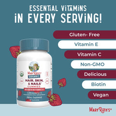 MaryRuth's, Organic Hair, Skin & Nails Gummies, Strawberry, 60 Gummies