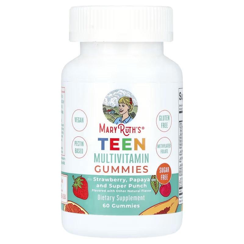 MaryRuth's Teen Multivitamin Gummies, Sugar Free, Strawberry, Papaya & Super Punch, 60 Gummies