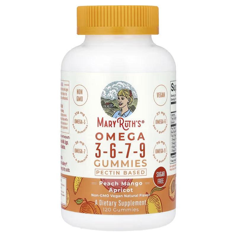 MaryRuth's, علكة أوميغا 3-6-7-9، بالخوخ والمانجو والمشمش، 120 قطعة علكة