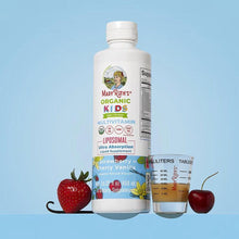 MaryRuth's Organic Kids liposomal multivitamin bottle with small sample cup
