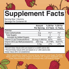 MaryRuth's Organic D3 + B12 Gummies, Strawberry, 60 Gummies