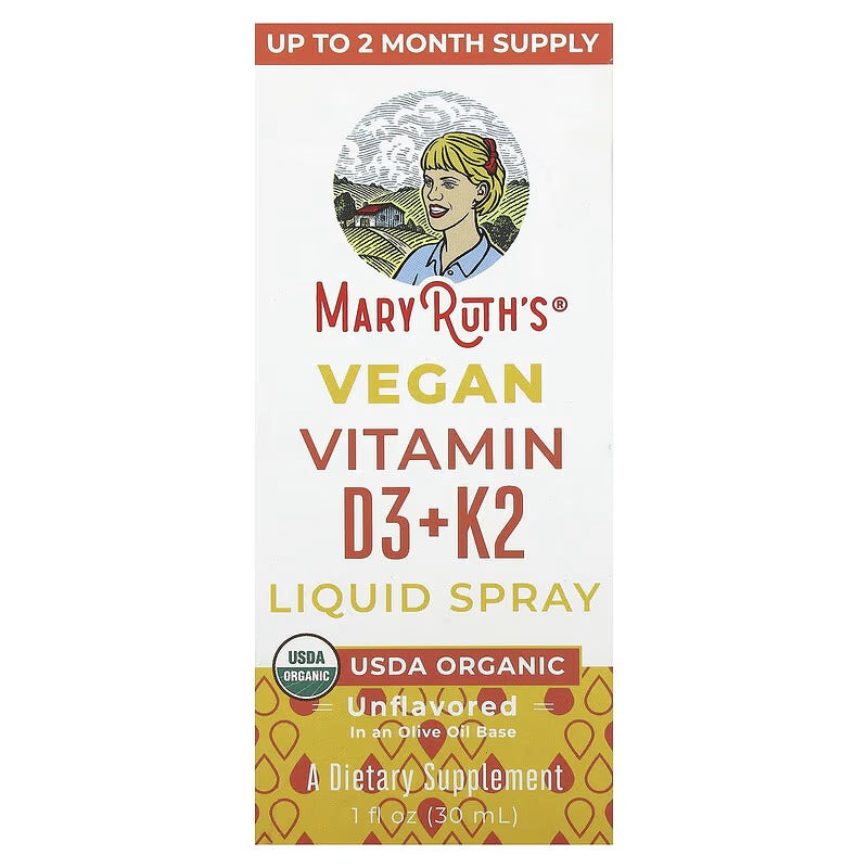 MaryRuth's, Vegan Vitamin D3 + K2 Liquid Spray, Unflavoured, 1 fl oz (30 ml)