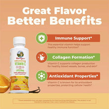 Vitamin C supplement bottle on Great Flavor Better Benefits infographic