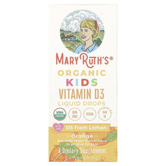 MaryRuth's, Organic Kids Vitamin D3 Liquid Drops, 4-13 Years, Orange, 640 IU, 0.5 fl oz (15 ml)