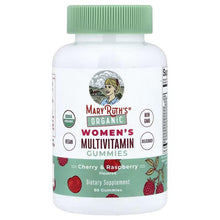MaryRuth's organic women's multivitamin gummies bottle, green cap, cherry & raspberry