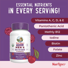 MaryRuth's, Organic Men's Multivitamin Gummies, Cherry & Raspberry, 60 Gummies