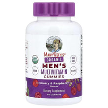 Men's multivitamin gummies bottle with purple cap and cherry-raspberry label