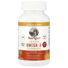 Vegan omega-3 gummies bottle labeled Orange flavor, 60 gummies