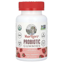 Probiotic gummies bottle, front label for Strawberry flavor, 50 gummies