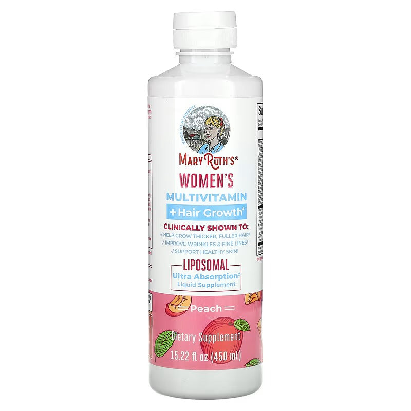 MaryRuth's, Women's Multivitamin + Hair Growth, Peach, 15.22 fl oz (450 ml)