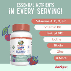 MaryRuth's, Organic Toddler Multivitamin & Postbiotics Gummies, Mixed Berry & Cherry, 60 Gummies