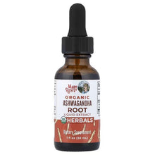 Alcohol-free organic ashwagandha root liquid extract bottle with dropper, 1 fl oz