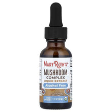 Alcohol-free mushroom complex liquid extract bottle with black dropper cap