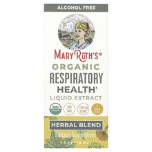 MaryRuth's Organic Respiratory Health liquid extract box, alcohol-free herbal blend