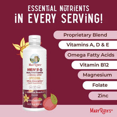 MaryRuth's, Men's 40+ Multivitamin Liposomal with Hormonal Support, Vanilla Peach, 15.22 fl oz (450 ml)