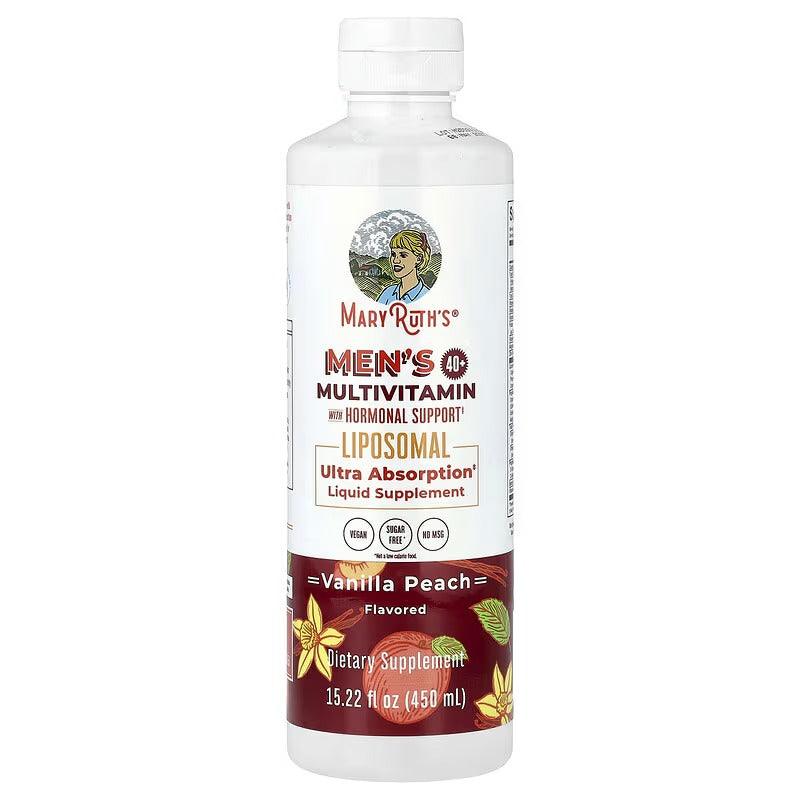 MaryRuth's, Men's 40+ Multivitamin Liposomal with Hormonal Support, Vanilla Peach, 15.22 fl oz (450 ml)