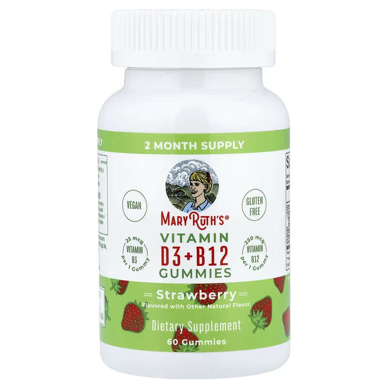 MaryRuth's D3 + B12 Gummies – Strawberry & Raspberry, 60 Gummies