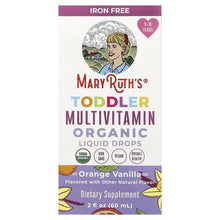 MaryRuth's organic toddler multivitamin liquid drops box, orange vanilla, 1–3 years